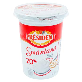 Сметана President 20% 350г - купить, цены на BONUS - фото 1