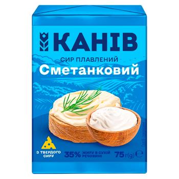 Brânză topită Kaniv cu smântână 35% 75 g - cumpărați, prețuri pentru BONUS - foto 1