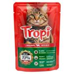Hrană umedă Tropi cu vita in sos pentru pisici 100g