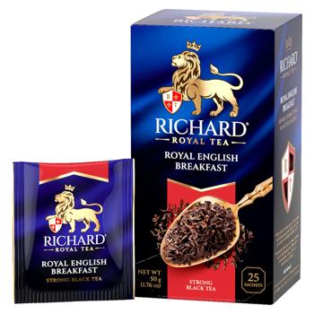 Чай черный Richard Royal English в пакетиках 2г*25шт - купить, цены на BONUS - фото 1