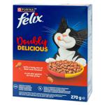 Корм Felix Doubly Delicious сухой для кошек с говядиной и курицей 270г