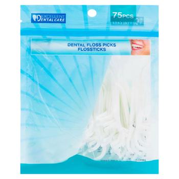 Set scobitori Excellent Dental Care cu ata dentara de menta 75buc - cumpărați, prețuri pentru BONUS - foto 1