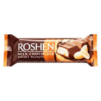 Батончик шоколадный Roshen Double Peanuts молочний 29г - купить, цены на BONUS - фото 1