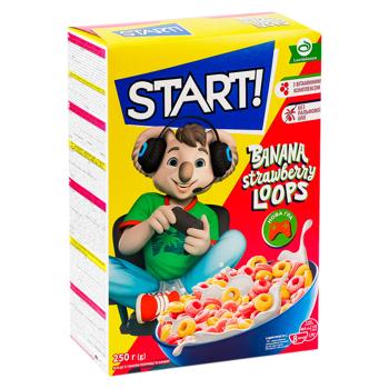 Завтраки сухие Start! Кольца со вкусом клубники и банана 250г - купить, цены на BONUS - фото 1