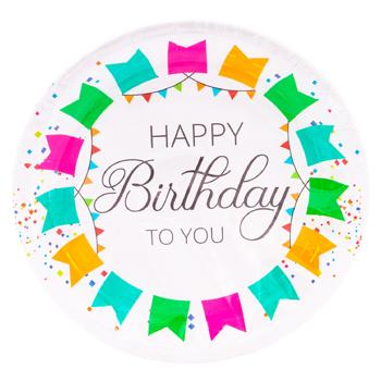 Farfurie Jacobasan Happy Birthday carton 18cm 10buc - cumpărați, prețuri pentru BONUS - foto 2