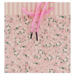 Подарочный пакет Цветы и полосы 15,5*14,5*7см