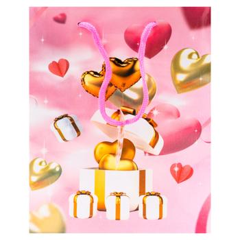 Punga pentru cadou Inimi Trandafiri 7.5*8*24cm - cumpărați, prețuri pentru BONUS - foto 1