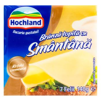 Плавленый сыр Hochland со сметаной нарезка 140г - купить, цены на BONUS - фото 1