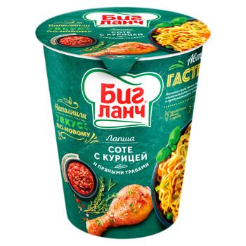 Лапша Биг Ланч Соте с курицей и пряніми травами 65г - купить, цены на BONUS - фото 1