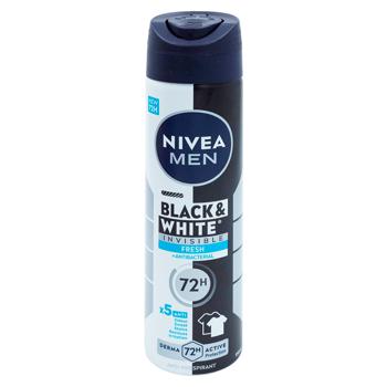Антиперспирант аэрозольный Nivea Men Black&White Fresh 150мл - купить, цены на BONUS - фото 1