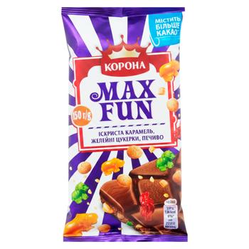 Шоколад молочный Корона Max Fun Печенье/карамель/мармелад 150г - купить, цены на BONUS - фото 1
