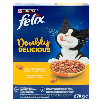 Корм Felix Doubly Delicious сухой для кошек с курицей и индейкой 270г - купить, цены на BONUS - фото 3