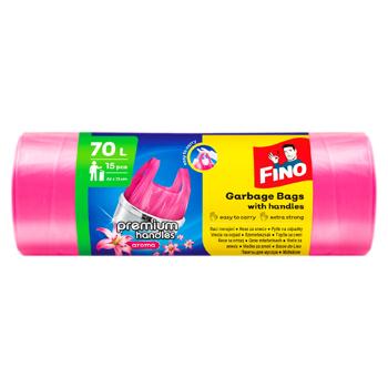 Мешки для мусора Fino с ручками ароматизированные цветные 70л 15шт - купить, цены на BONUS - фото 1