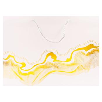 Картонный подарочный пакет с золотым узором 32*45*12см - купить, цены на BONUS - фото 2