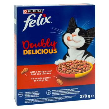 Корм Felix Doubly Delicious сухой для кошек с говядиной и курицей 270г - купить, цены на BONUS - фото 2