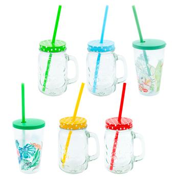 Pahar Snips Hawaii capac/pai 500ml - купить, цены на BONUS - фото 1