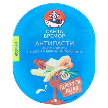 Коктейль из морепродуктов Санта Бремор Антипасти с сыром и томатами 180г - купить, цены на BONUS - фото 1