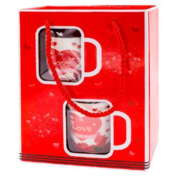 Чашка Love с ложкой 210мл 2шт - купить, цены на BONUS - фото 1