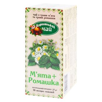 Чай травяной Карпатский Чай Мята+ромашка в пакетиках 1,35г*20шт - купить, цены на BONUS - фото 1