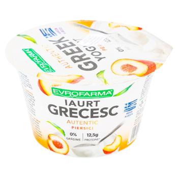 Йогурт Evrofarma Греческий с персиком 0% 150г - купить, цены на BONUS - фото 1