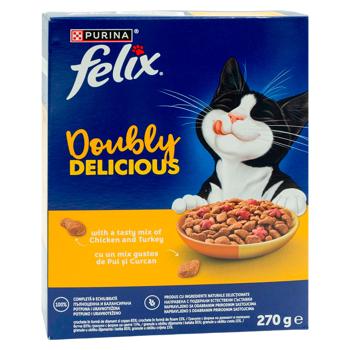 Корм Felix Doubly Delicious сухой для кошек с курицей и индейкой 270г - купить, цены на BONUS - фото 2