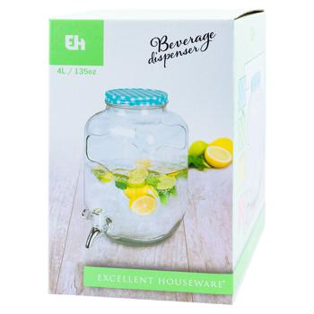 Borcan sticla EH cu robinet 4l 26.5cm - купить, цены на BONUS - фото 1