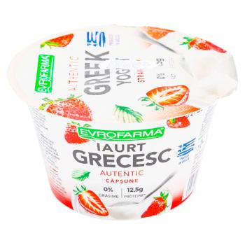 Йогурт Evrofarma Греческий с клубникой 0% 150г - купить, цены на BONUS - фото 1