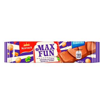 Шоколад молочный Корона Max Fun карамель мармелад печенье 38г - купить, цены на BONUS - фото 1