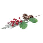 Creanga artificiala decorativa brad pomusoare conuri 36cm