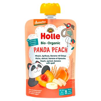 Piure Holle Bio Organic Panda Peach Piersică/caise/banane/griu 100g - cumpărați, prețuri pentru BONUS - foto 1