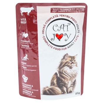 Корм влажный Cat Joy с говядиной для кошек 85г - купить, цены на BONUS - фото 1