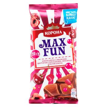 Ciocolata cu lapte Corona Max Fun Visina 150g - cumpărați, prețuri pentru BONUS - foto 1