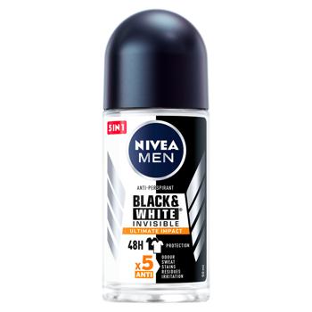 Deodorant roll-on Nivea Men Black&White Invisible Ultimate Impact 50ml - cumpărați, prețuri pentru BONUS - foto 1