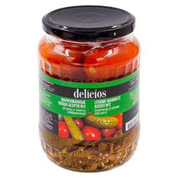 Asorti castraveti/tomate Delicios marinati 720ml - cumpărați, prețuri pentru BONUS - foto 1