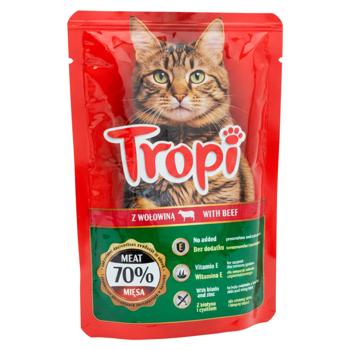 Корм влажный Tropi с говядиной в соусе для кошек 100г - купить, цены на BONUS - фото 2