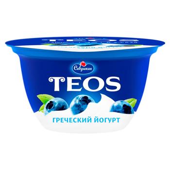 Йогурт Савушкин Teos Греческий Черника 2% 140г - купить, цены на BONUS - фото 1
