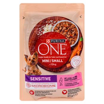 Hrană umedă One Mini Dog Sensitive cu somon pentru câini 85g - cumpărați, prețuri pentru BONUS - foto 1