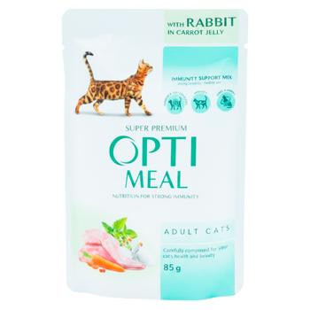 Корм влажный Opti Meal с кроликом в морковном желе для кошек 85г - купить, цены на BONUS - фото 1
