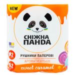 Prosoape de hârtie Snizhna Panda cu aromă de caramel 2 straturi 2role
