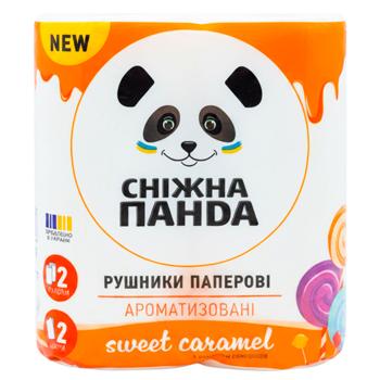 Prosoape de hârtie Snizhna Panda cu aromă de caramel 2 straturi 2role - cumpărați, prețuri pentru BONUS - foto 1
