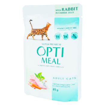 Корм влажный Opti Meal с кроликом в морковном желе для кошек 85г - купить, цены на BONUS - фото 2