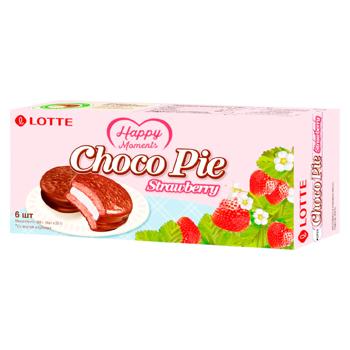 Печенье Lotte Choco Pie Клубника 168г - купить, цены на BONUS - фото 1