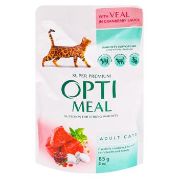 Корм влажный Optimeal телятиной и клюквой для кошек 85г - купить, цены на BONUS - фото 1