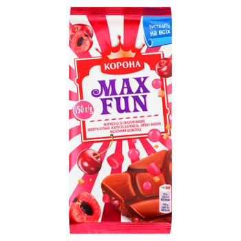 Ciocolata cu lapte Corona Max Fun Visina 150g - cumpărați, prețuri pentru BONUS - foto 1