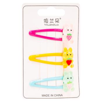 Заколка для волос разноцветные 5см 3шт - купить, цены на BONUS - фото 1