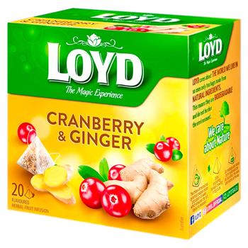 Чай травяной Loyd Клюква имбирь в пирамидках 2г*20шт - купить, цены на BONUS - фото 1