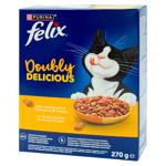 Корм Felix Doubly Delicious сухой для кошек с курицей и индейкой 270г