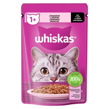 Корм влажный Whiskas с лососем в соусе для кошек 85г - купить, цены на BONUS - фото 1
