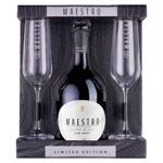 Vin spumat Maestro alb brut  0.75l + 2 pocale Bohemia