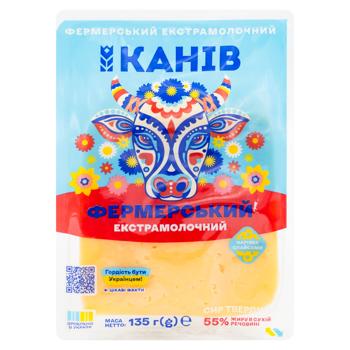 Сыр Канев Фермерский 55% твердый слайсы 135г - купить, цены на BONUS - фото 1